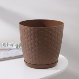 Горшок для цветов с поддоном Ротанг 3 л тёмно-коричневый