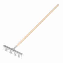 Грабли, нержавеющая сталь, 340 х 1300 мм, 14 витых зубьев, деревянный черенок, Сибртех