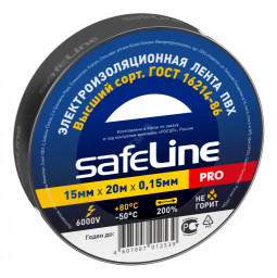 Изолента 15 мм/20 м черная SafeLine