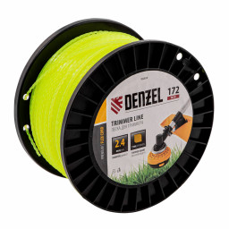 Леска для триммера зубчатый квадрат, 2,4мм х 172м, на DIN катушке FLEX CORD Denzel