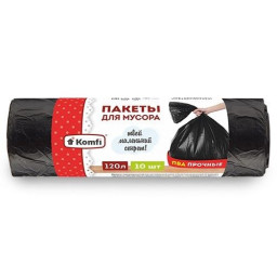 Мешки для мусора 120 л 35 мкм 10 шт рулон Komfi
