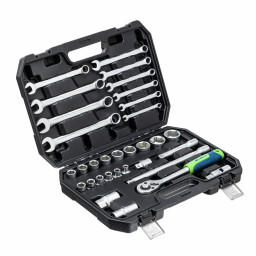 Набор инструментов, 1/2", пластиковый кейс, 32 предмета// Сибртех