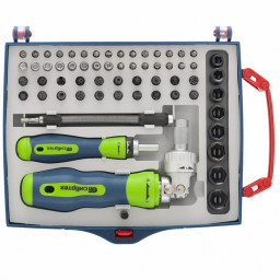 Отвертки реверсивные с набором бит, торцевых головок СИБРТЕХ 61 предмет