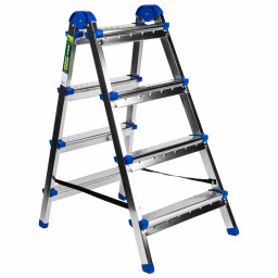 Стремянка двухсторонняя 4 ступени, сталь профиль, стальные ступени, Сибртех
