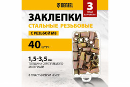 Заклепки резьбовые стальные оцинкованные М8 пластиковый кейс 40 шт Denzel